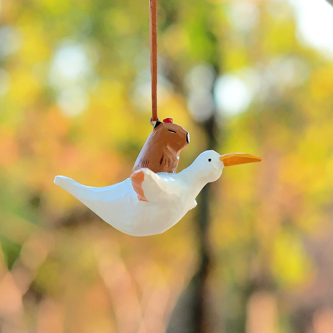 Cute Capybara Car Rearview Mirror Suspension Funny Auto Interior Decoration Pendant For Car Home Decoration Gift Car Accessories