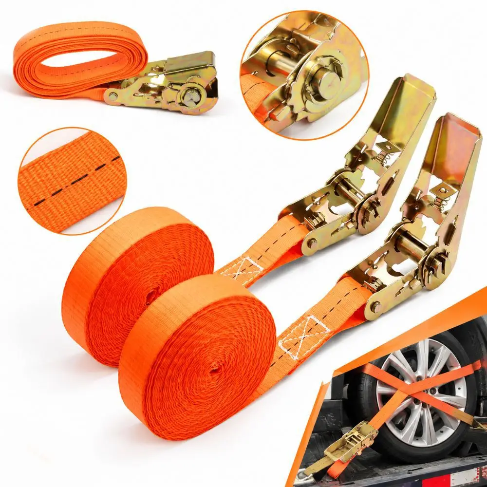 Ratchet Tensioner Cargo Tie Down Straps Portable with Metal Buckle Cargo Binding Straps Freight Car Fixed Tightener
