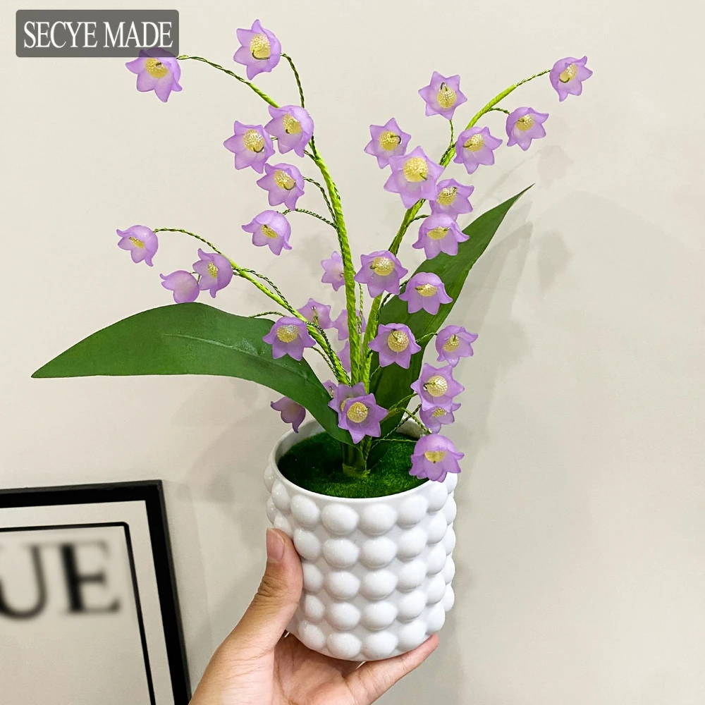 

Miniature Lily Of The Valley Potted Plant Artificial Flowers Bonsai Green Plant Potted Simulation Flowers Model Garden Decor L26