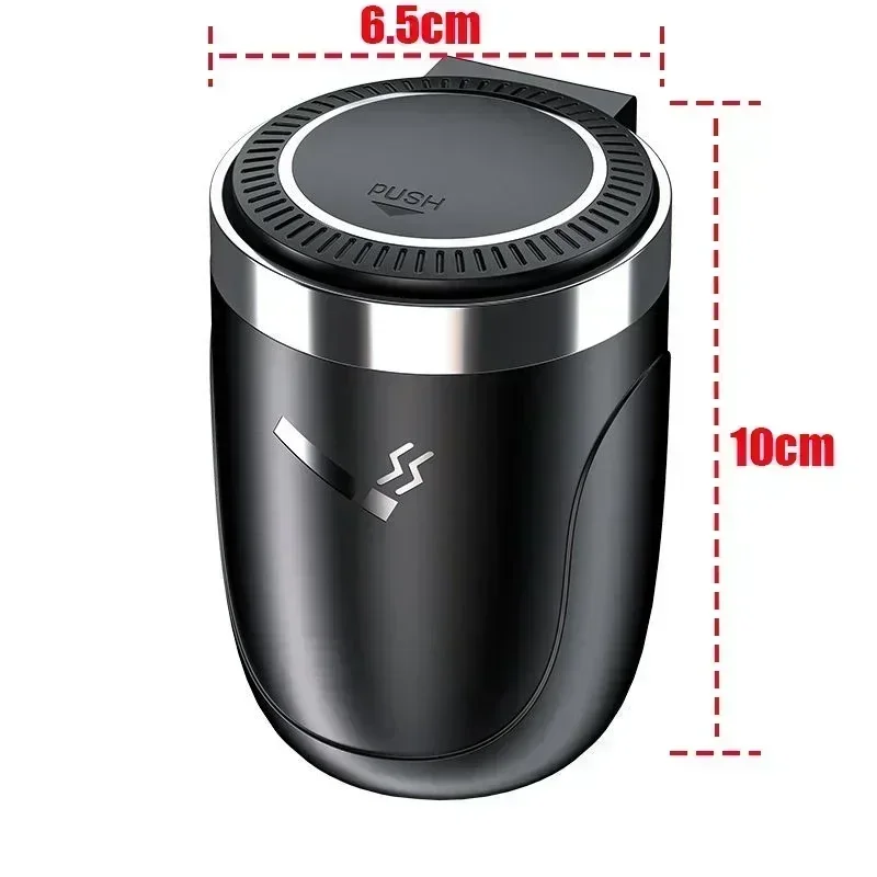 NEW Car Ashtray With LED Light Universal Alloy Ash Tray Aluminum Cup Smokeless Auto Ashtray Flame Retardant Cigarette Holder Box view 3