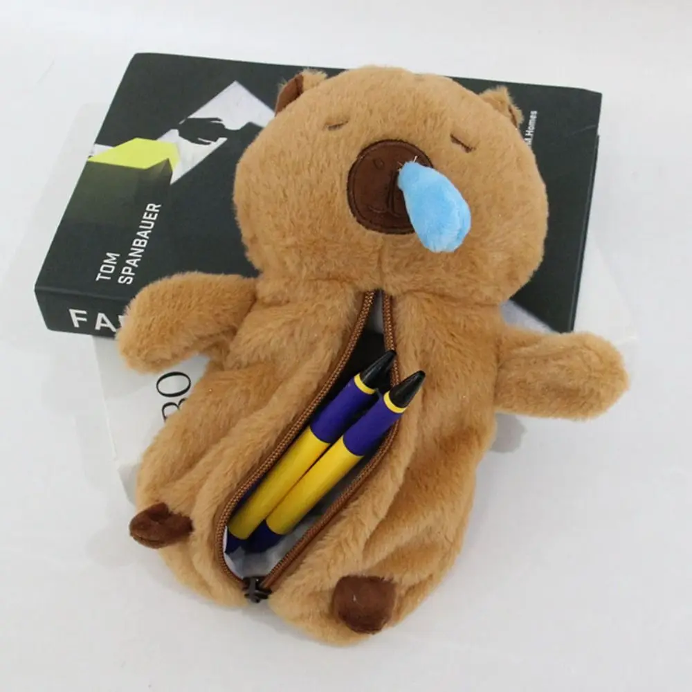 Große Kapazität Capybara Plüsch Stift Tasche Reißverschluss Weiche Cartoon Capybara Plüsch Puppe Tier Tier Puppe Capybara Plüsch Bleistift Beutel