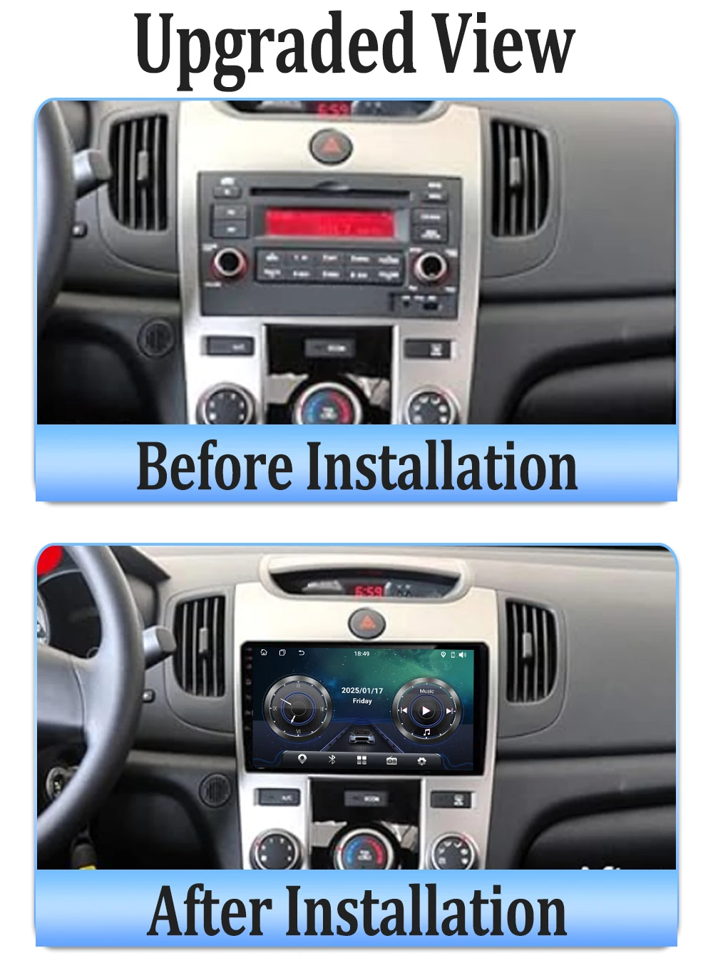 أندرويد 15 لكيا فورتي سيراتو 2 TD 2008 2009 - 2012 Carplay شاشة السيارات راديو السيارة نظام تحديد المواقع والملاحة Autoradio مرآة لينك 5G واي فاي