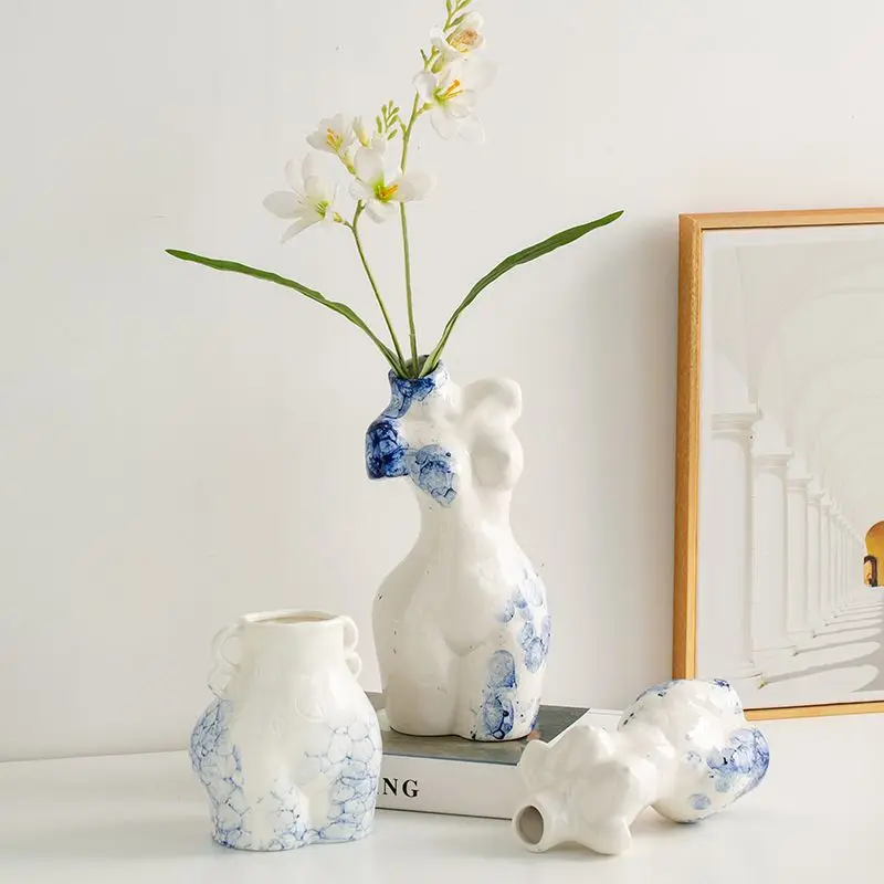 

Creative Nordic, hand-painted body vase, ceramic ornaments, living room flower arrangement, light luxury high-end