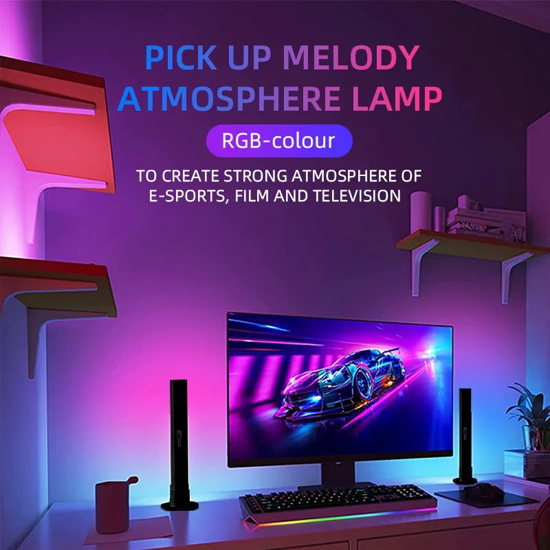 WIFI/Bluetooth LED Light Bar Atmosphere Light RGB Symphony Rhythm Control Pickup Lamp Music Game TV Computer Room Night Light