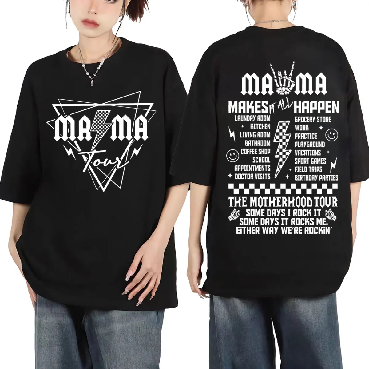 

The Motherhood Tour Double Sided Print T-shirt Men's Women's Fashion Hip Hop Short Sleeve T-shirts 100%cotton Oversized T Shirts