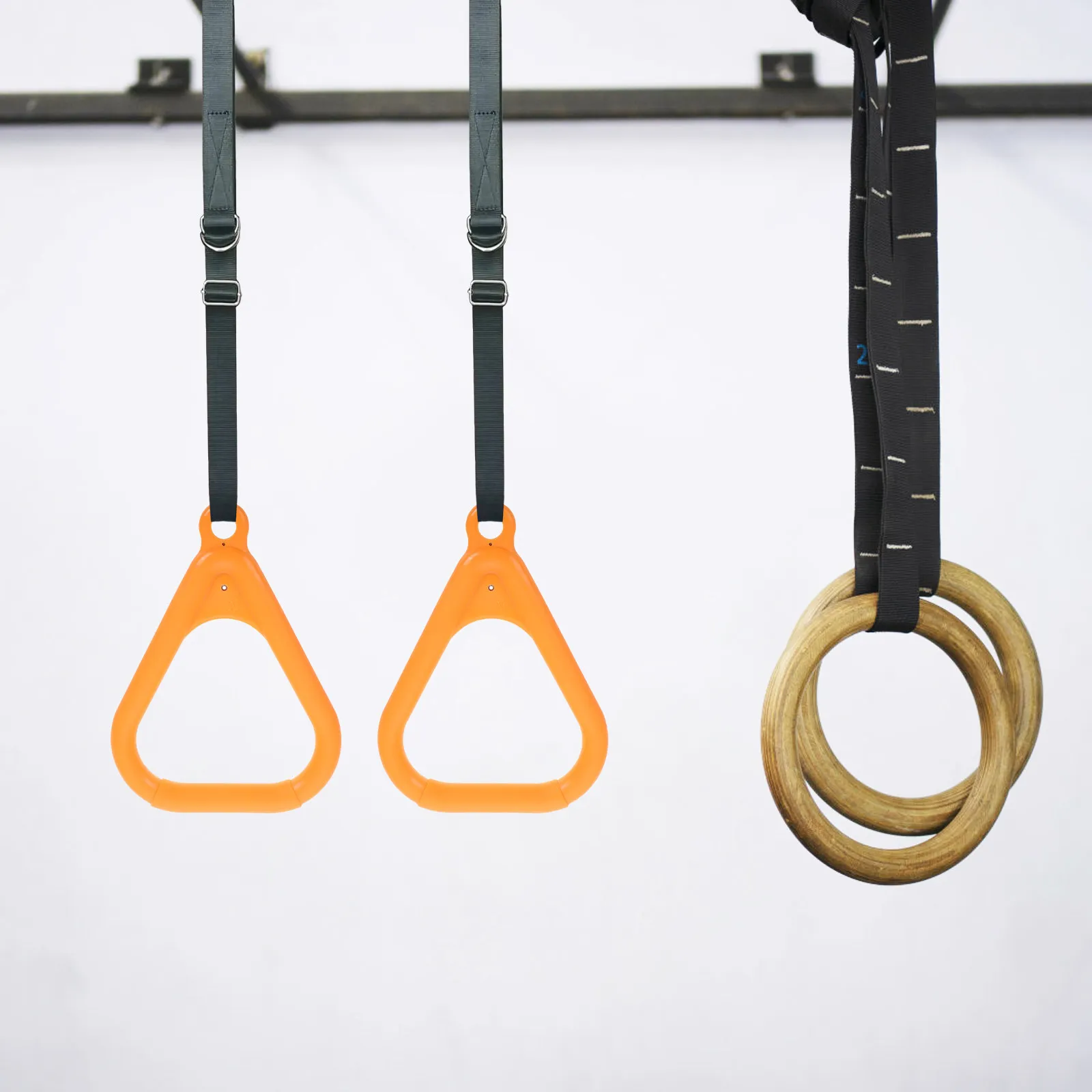 2Pcs Gymnastics Rings Triangle Portable Indoor Outdoor Strength Training Workout Rings Gym Ring Gymnastics Equipment for Home
