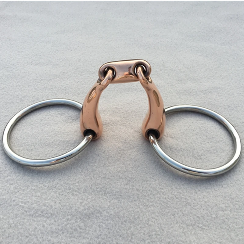 Stainless Steel Loose Ring Bit  Horse Snaffle Bits Copper Double Broken Mouth 11.5cm 12cm 12.5cm