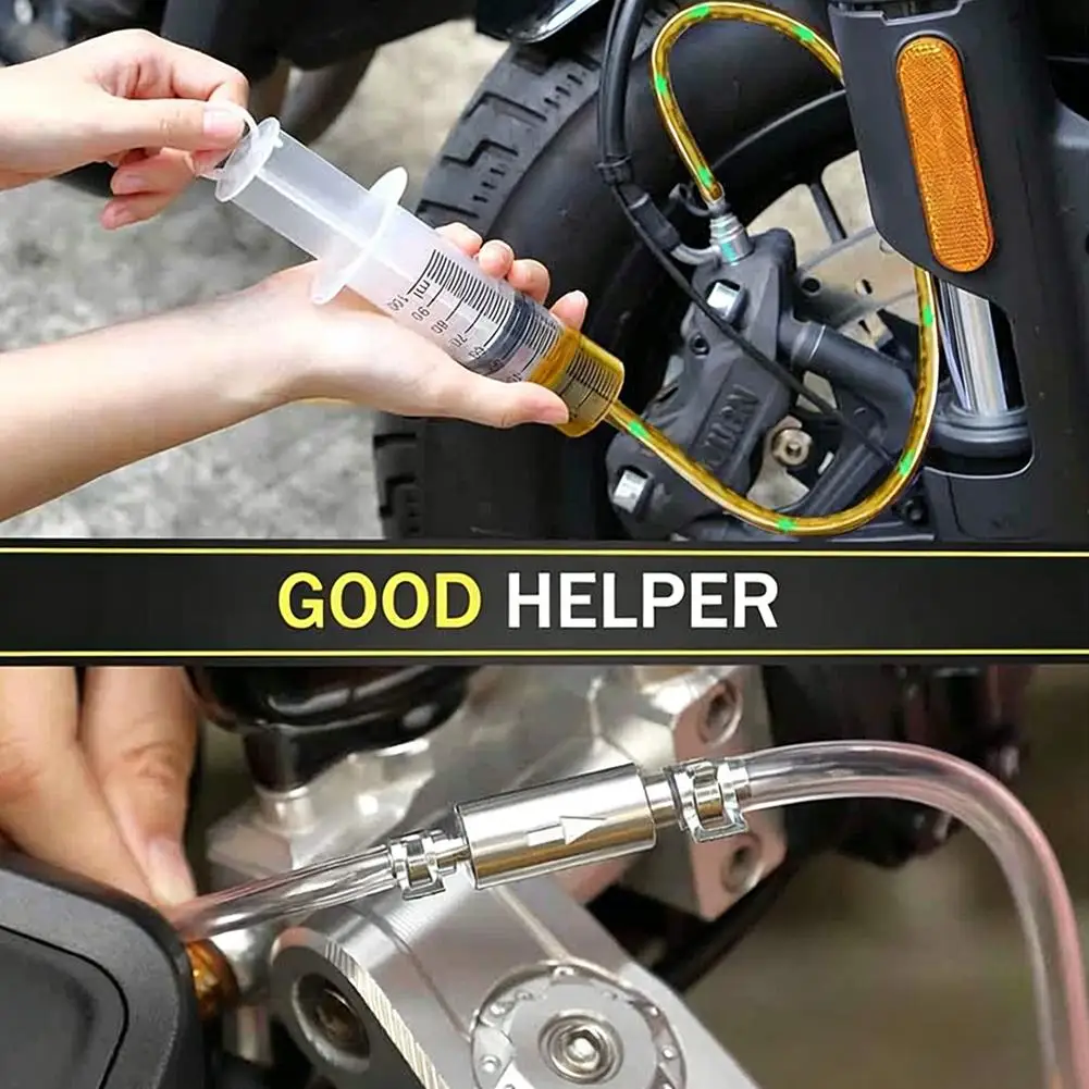 100ml Car Motorcycle Brake Fluid Extractor Syringe Kit With 50cm Hose Universal Hydraulic Disc Brake Bleed Kit For Scooters