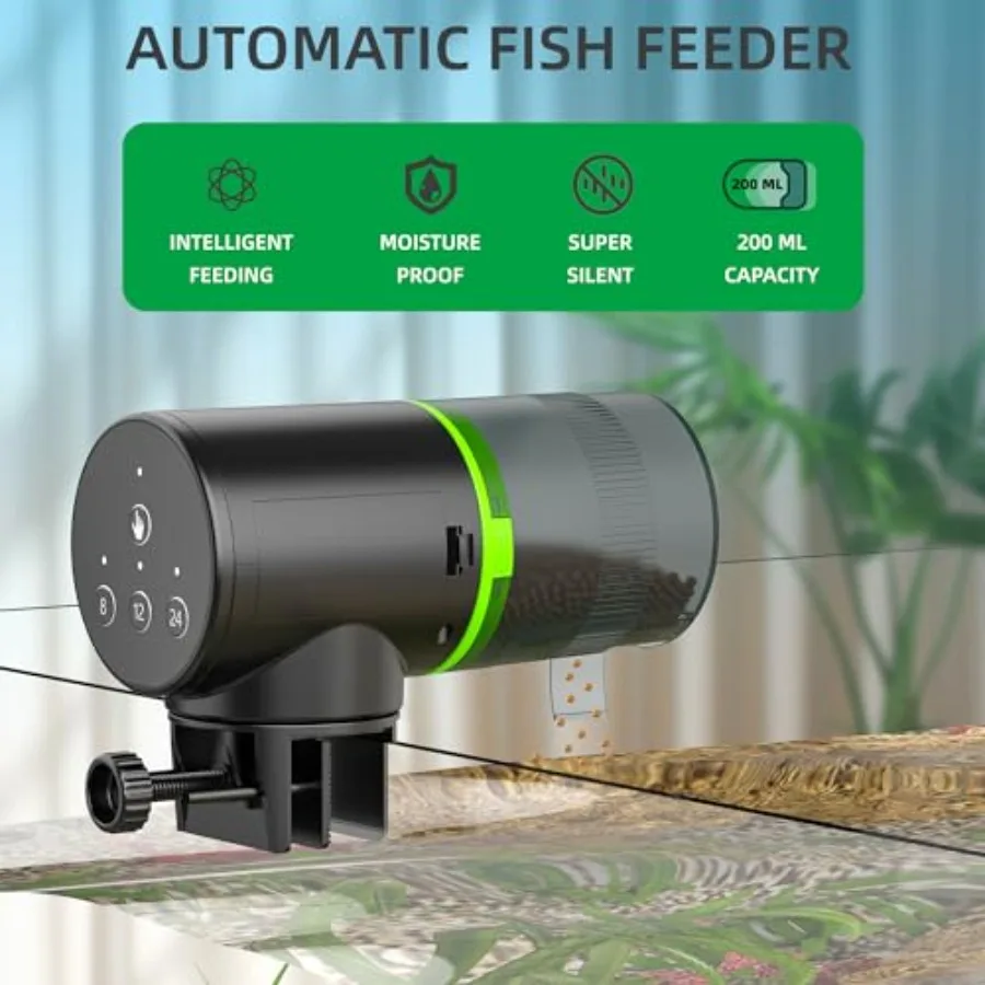 【Spot goods】Automatic Fish Feeder for Aquarium: Auto Fish Food Dispenser with Timer for Small Tank Betta Turtle - Battery Vacat view 2