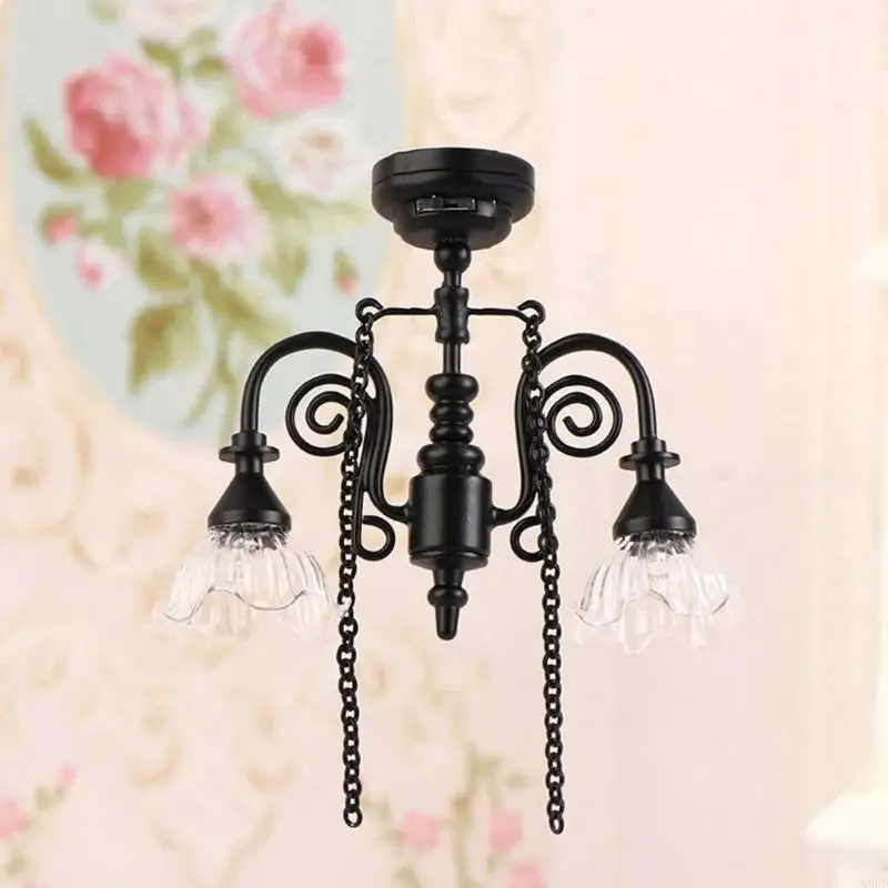 1/12 skala domki dla lalek żyrandol miniaturowe meble udawaj zagraj dla dzieci meble do domku dla lalek Model dla domków dla