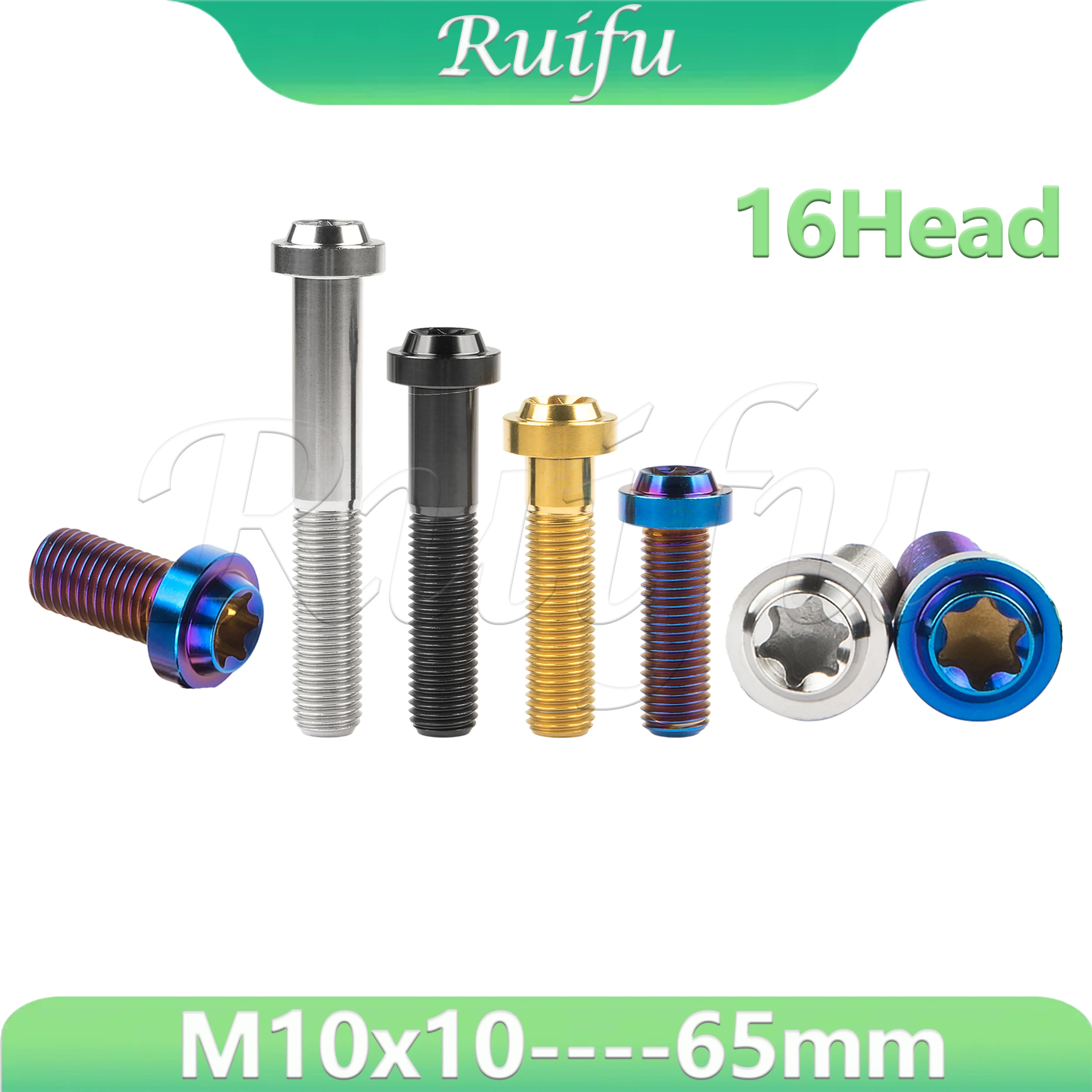 Ruifu  Titanium Bolt M10x20 25 30 35 40 45 50 60 65mm Pitch 1.25/1.5mm T45 Torx Head for Motorcycle Car