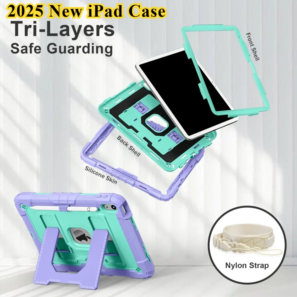 

2025 New Kids Armor Kickstand Funda for IPad A16 11th Generation Shockproof Tablet Case for IPad 10th Generation Bracket Cover