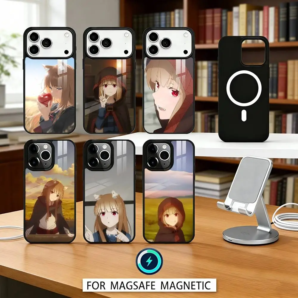 

Anime S-Spice and W-Wolf Phone Case For iPhone17,16,15,14,13,12,Pro,Max,Magnetic For Magsafe Wireless Charging
