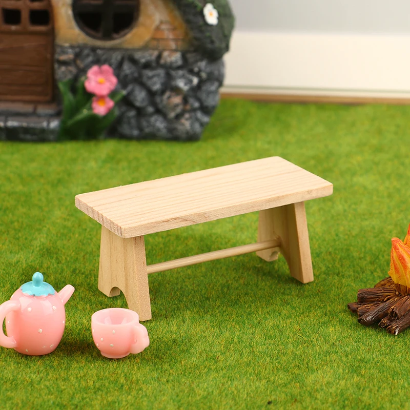 Doll House Mini Wooden Coffee Table Wood Simulation Teatable Coffee Table Living Room Toy Doll House Accessories Mini Dollhouse