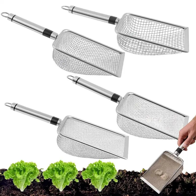 

Dirt Sifter For Gardening 4 Pieces Soil Sieve Compost Sifter Stainless Steel Tool Space Saving Design For Rock Sand Beach