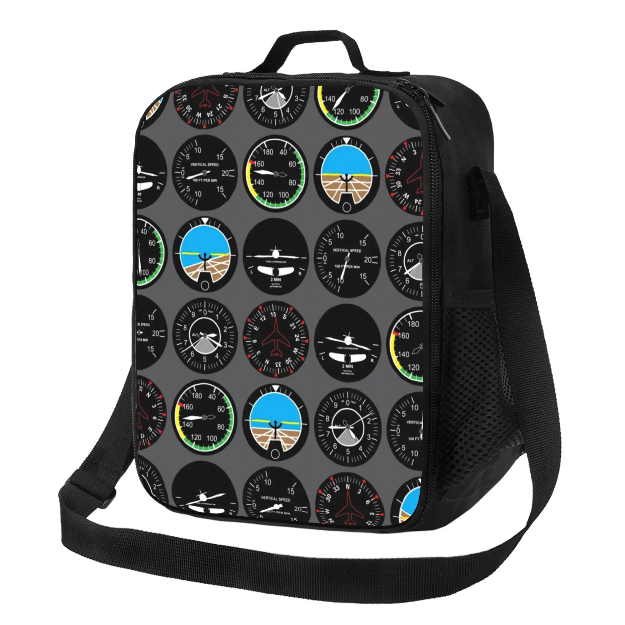 Flight Instruments Print Tote Bag 600D Oxford Fabric for Work Travel Office Commute Casual Use
