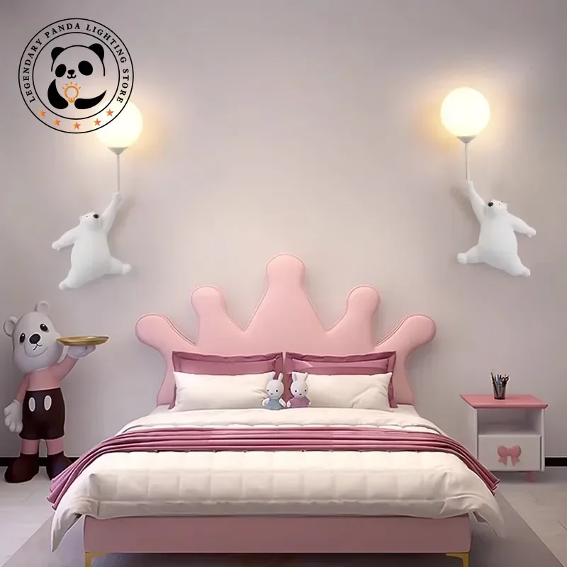 Modern Simplicity Wall Lamps Creative Teddy Bear Sconces Children's Bedroom Bedside Parlor Study Home Decoration Light Fixtures