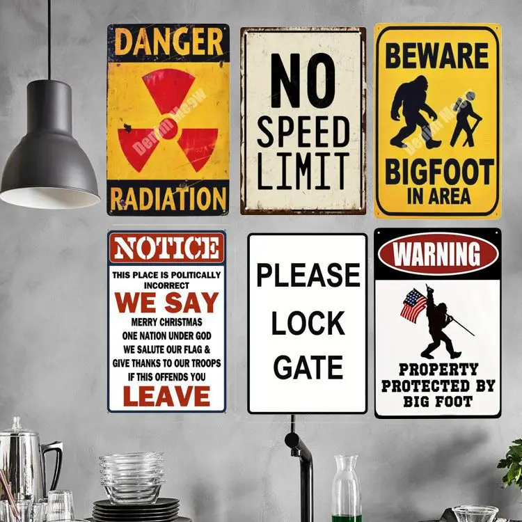 Vintage Warning Metal Tin Sign, Bar, Pub, Park, Out Door Plate, Parking Only Posters, Bigfoot Wall Sticker, Retro Home Decor