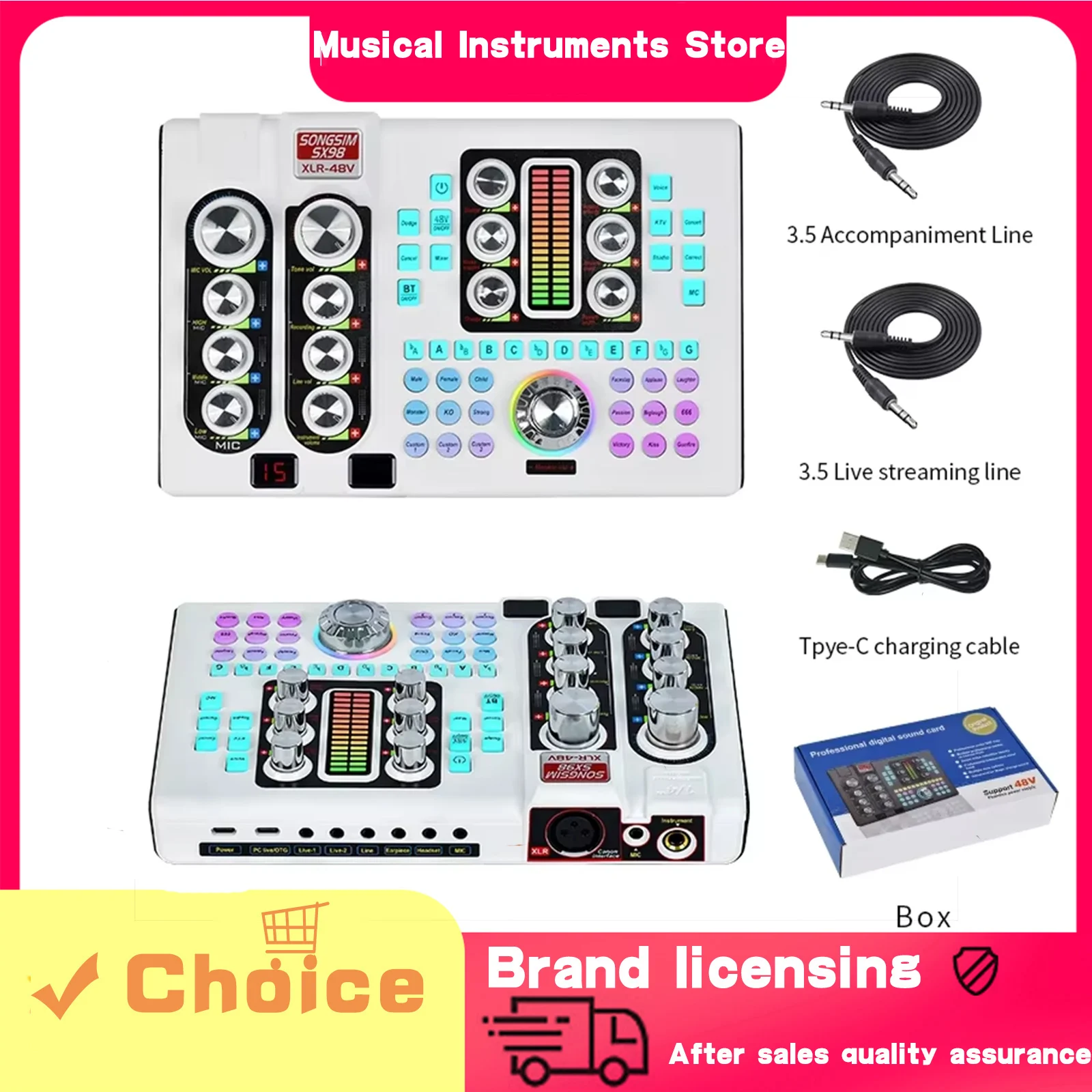 

Mixer Sound Card Live Streaming E-commerce Recording K Multiple Sound Effects Professional Digital Sound Card Phone Computer Set