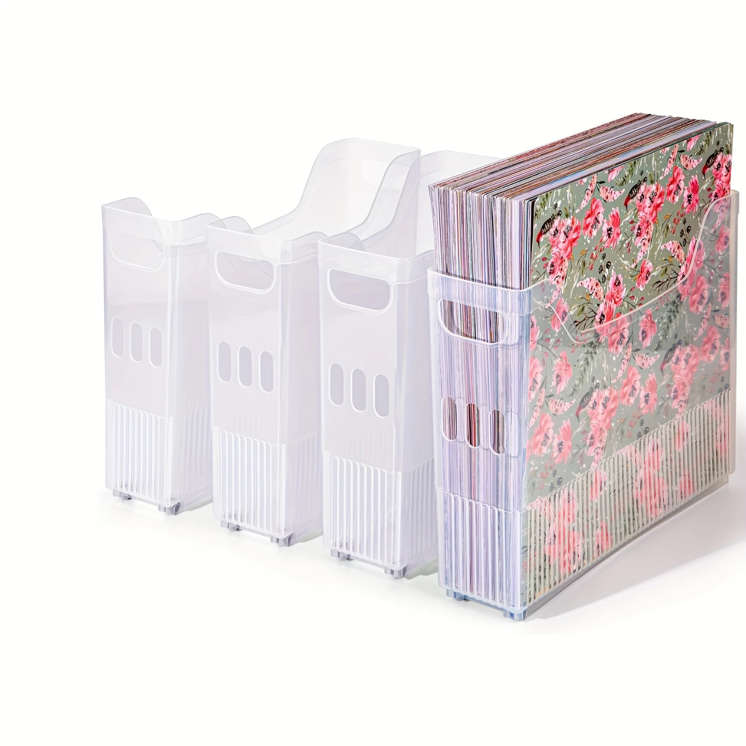 

2/3pcs Vertical Plastic File Box, Packaging Paper Scrapbook Paper Organizer, Desktop Document File Box, Versatile Book Magazin