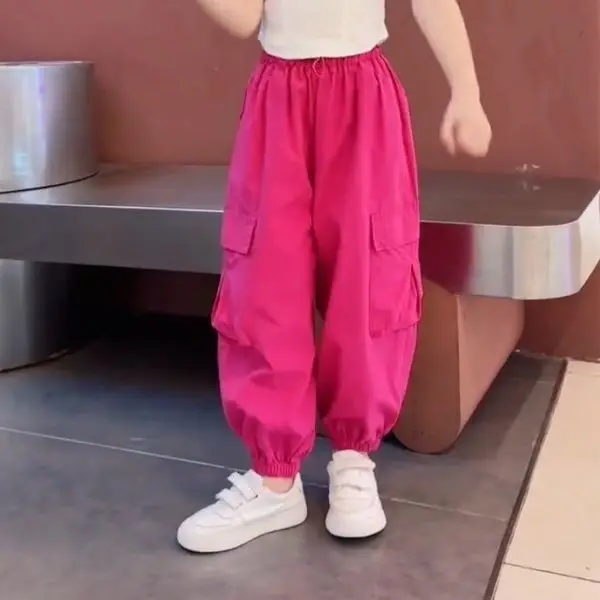 Cargobroeken voor tienerkinderen Nieuwe zomer streetwear hiphop joggingbroek voor meisjes Baggy wijde pijpen rechte broek 6 8 10 12 14 Y