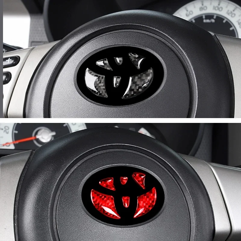 New For Toyota Corolla Rav4 CHR Auris Camry Prius Yaris RedCarbon Fiber Car Steering Wheel Emblem Badge Sticker Glue Trim Decals view 3