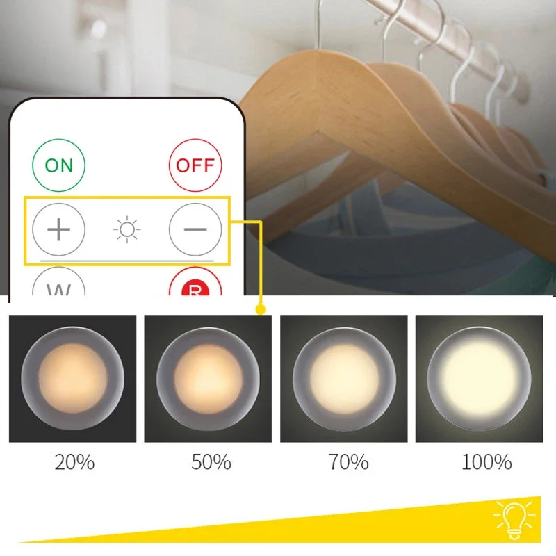 Bertenaga baterai lampu lemari Interior lampu Led pengendali jarak jauh 13 warna dekorasi untuk lemari pakaian di bawah lemari lampu malam