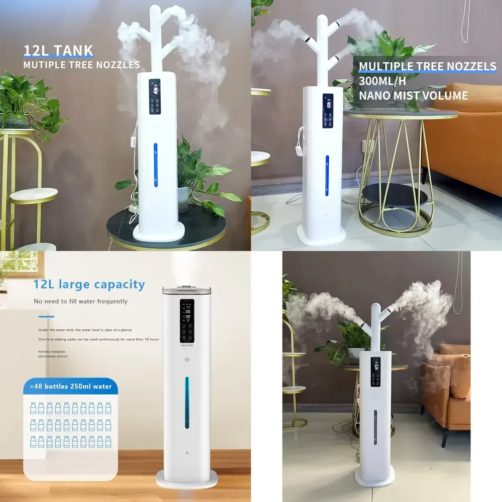 Baby Warm Light Humidicator Multiple Nozzles Mist Sprayer Pump 12L Aroma Air Ultrasonic Humidifier Machine