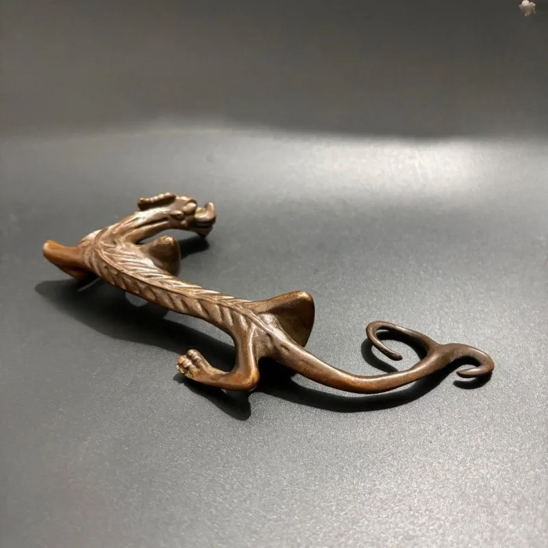 Vintage Dragon Brush Rest Chinese Calligraphy Writing Brush Holder, Chi Dragon Metal Pen Rack Oriental Study Desk Decor Craft