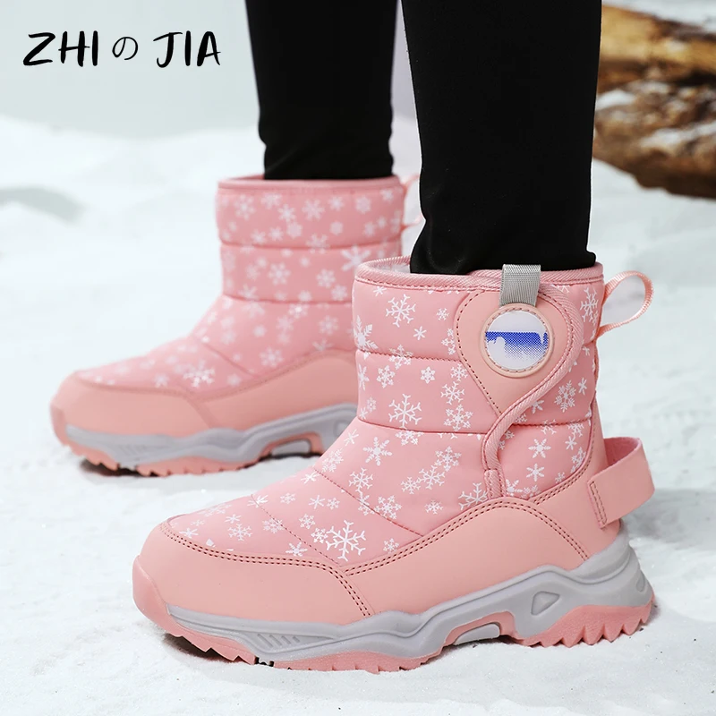 Winter Children's Hot Selling Plush Snow Boots Outdoor Sports High Top Warm Boots Boys and Girls Fashion Casual Anti Slip Shoes