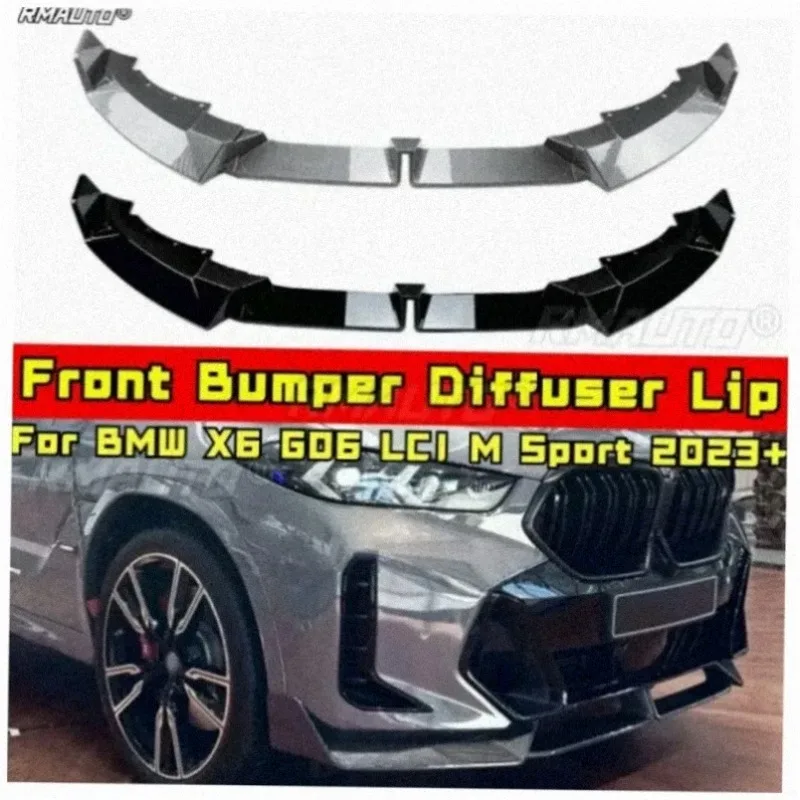 For BMW X6 G06 LCI M Sport Front Bumper Splitter Apron Front Cover Protector for BMW X6 G06 LCI M Sport 2023+ Car Accessories