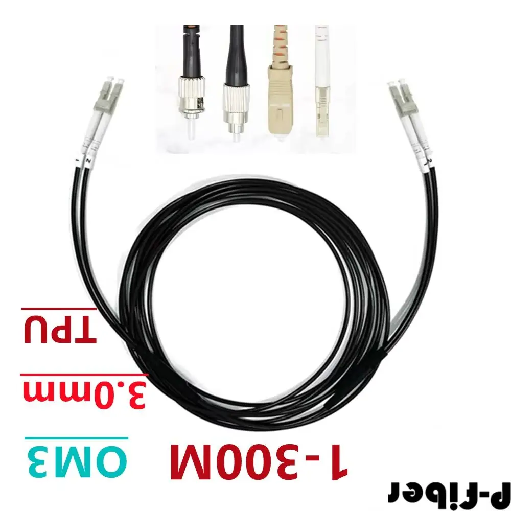 LC armored patchcord 1M-300M OM3 dual core 3.0mm outdoor optical fiber jumper LC SC FC ST 100m 200m 150m120m 50m 100m multimode