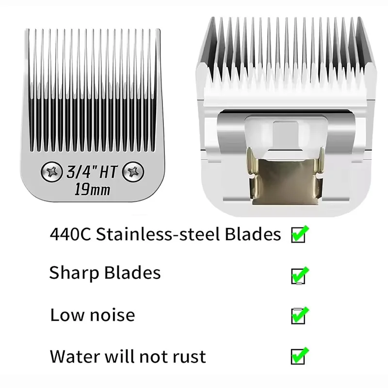 3/4HT Detachable Pet Dog Grooming Stainless Steel Blades,Compatible with Andis/Oster A5,Wahl KM10 Series Dog Clippers,Cut Length