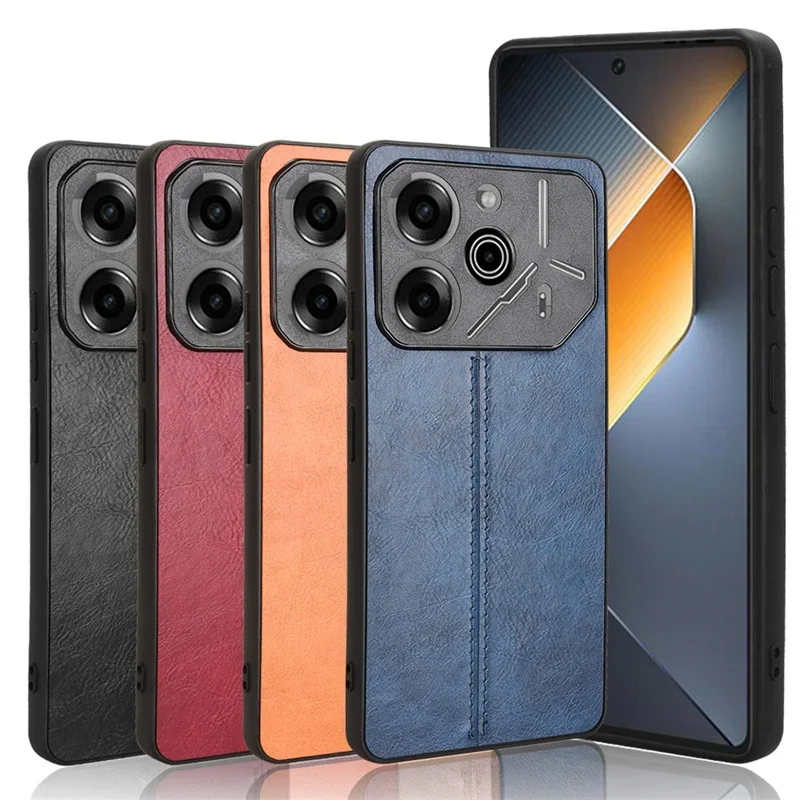 حافظة لهاتف Tecno Pova 6 Pro 5G 2024 من جلد العجل بحافة ناعمة من جلد البولي يوريثان غطاء هاتف صلب لهاتف Tecno Pova 6 Pro 5G Edition