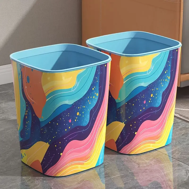 Retro Light Luxury Paper Basket Bedroom Bathroom Household Living Room Kitchen New Large Capacity High Value New Trash Can