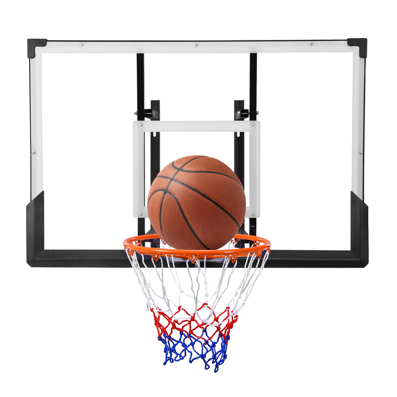 

47-Inch Wall Mounted PC Backboard Basketball Goal Indoor / Outdoor Basketball Hoop for Teens and Adults