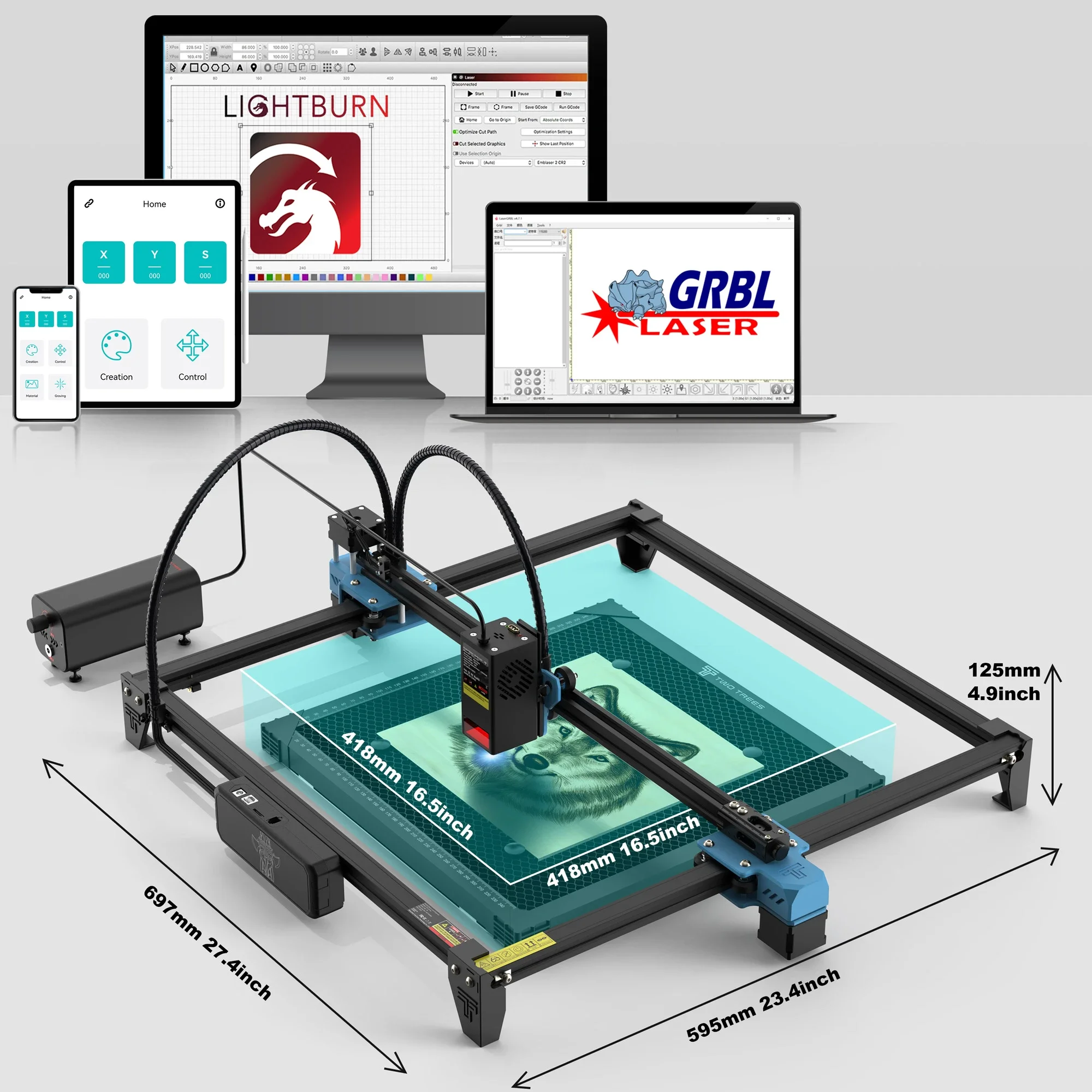 New Twotrees TTS-20 PRO 20W Powerful Laser Engraver Machine APP Wifi Control Metal Laser Engraving Cutting Machine for Arcylic W