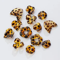Autumn and winter new retro acrylic leopard print stud earrings, high-end earrings, personalized Maillard style  10pcs