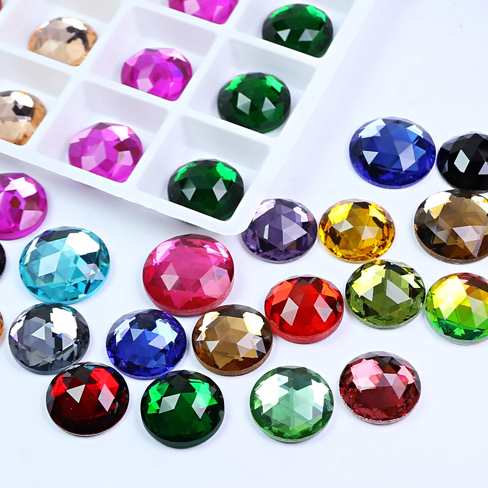 

Color Round Shape Flat Back Glass Rhinestones DIY Glass Beads Strass Accesories For Garment Needlework Cloths 1062