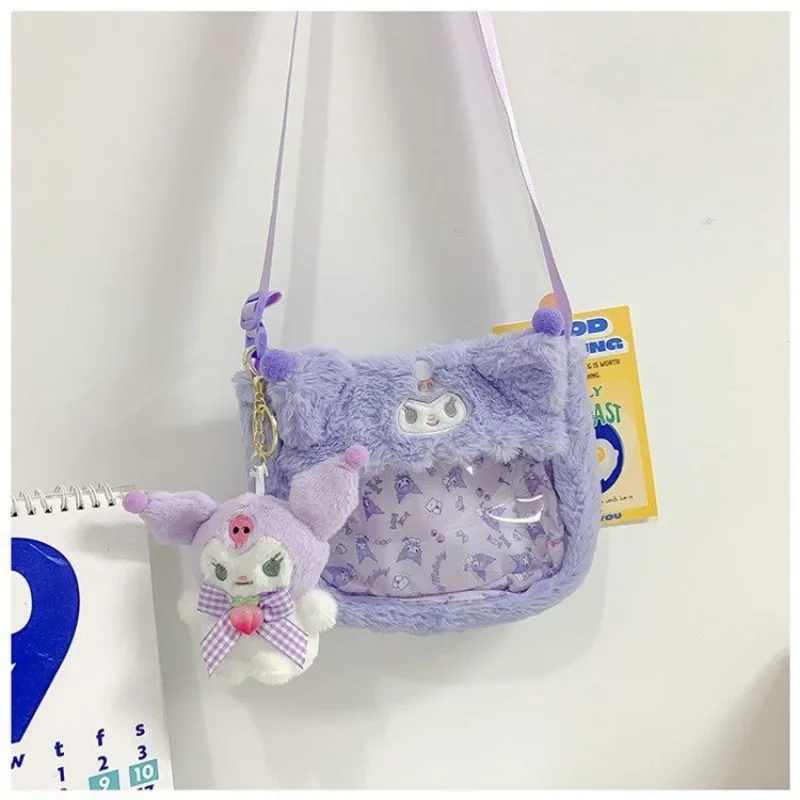 MBTI Melody Shoulder Bag for Women Pink Cartoon Plush Transparent Cute Lolita Jk Ita Bag Doll Kawaii 2024 Fashion Female Handbag