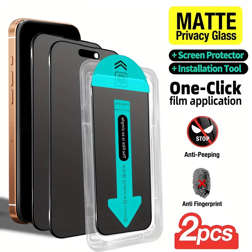 1-2 Stück Ölabweisender Staubfreier Einfach zu Installierender Matter Sichtschutz-Bildschirmschutz für iPhone 16 17 18 12 14 15 Pro Max 13 11 XS XR 16e Air – Detail 1