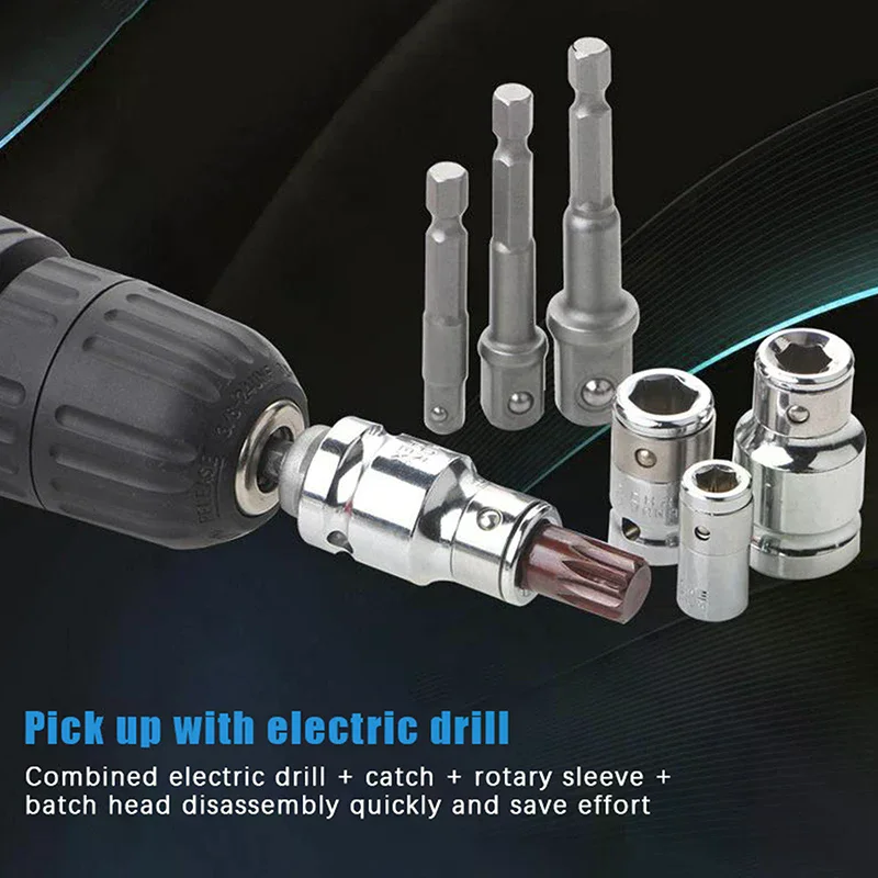 Durable Impact Socket Converter with Hex Shank Bits, Essential for Repair and Replacement Tools.