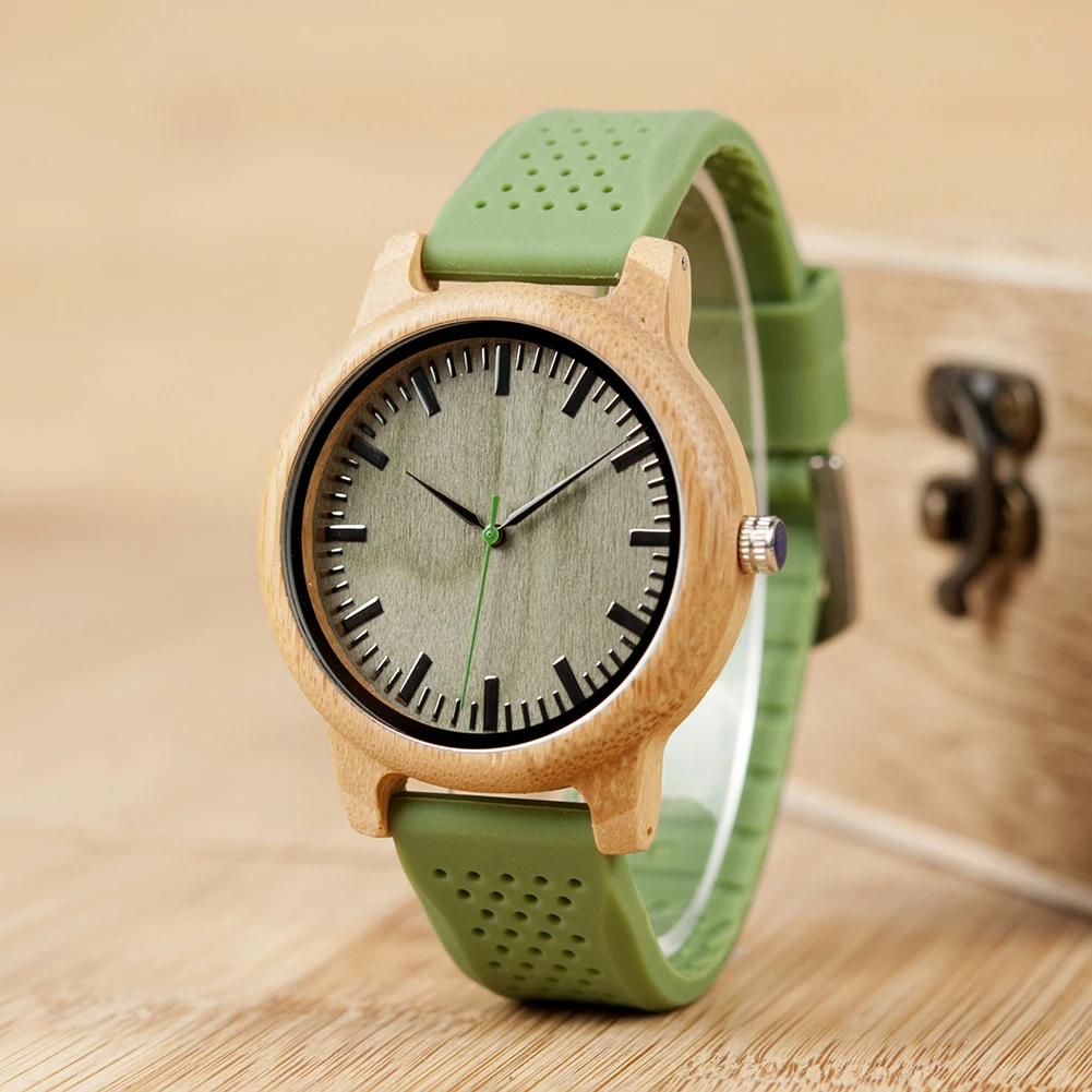 BOBO BIRD Wood Watch for Men Women Japan Analog Quartz Wristwatches 44mm Causal Green Leather Watches Custom Birthday Gift