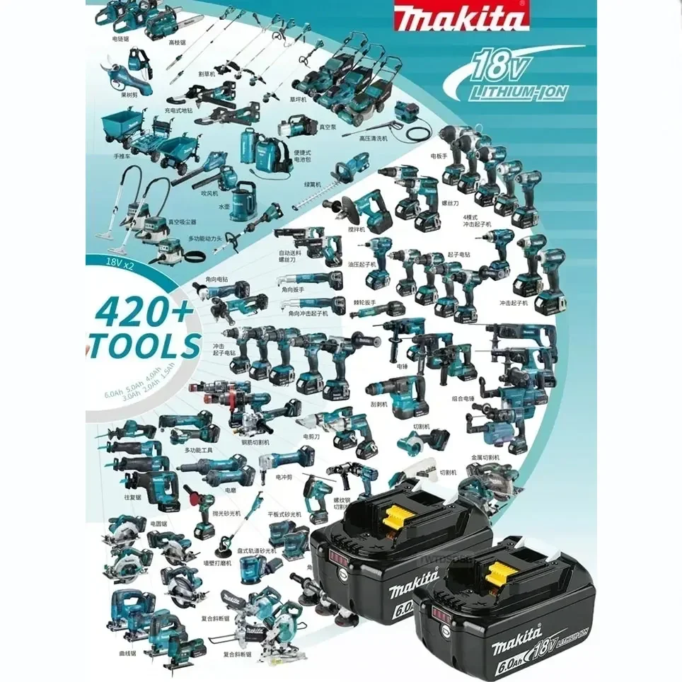 100% Original Makita 6Ah/5Ah/3Ah for Makita 18V Battery BL1830B BL1850B BL1850 BL1840 BL1860 BL1815 Replacement Lithium Battery