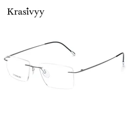 Krasivyy Titanium Rimless Glasses Frame Men Square Ultralight European Design Frameless Eyeglasses Quality Eyewear for Women