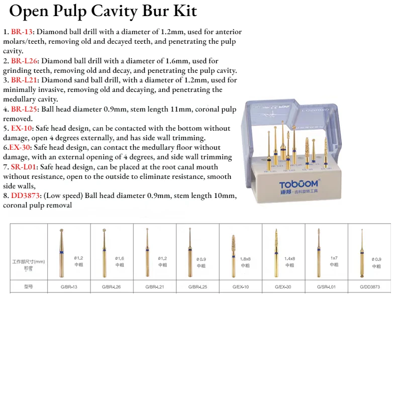 Dental Pulpotomy Access Open Pulp Cavity Bur Kit Preparation FG Bur FG5008D