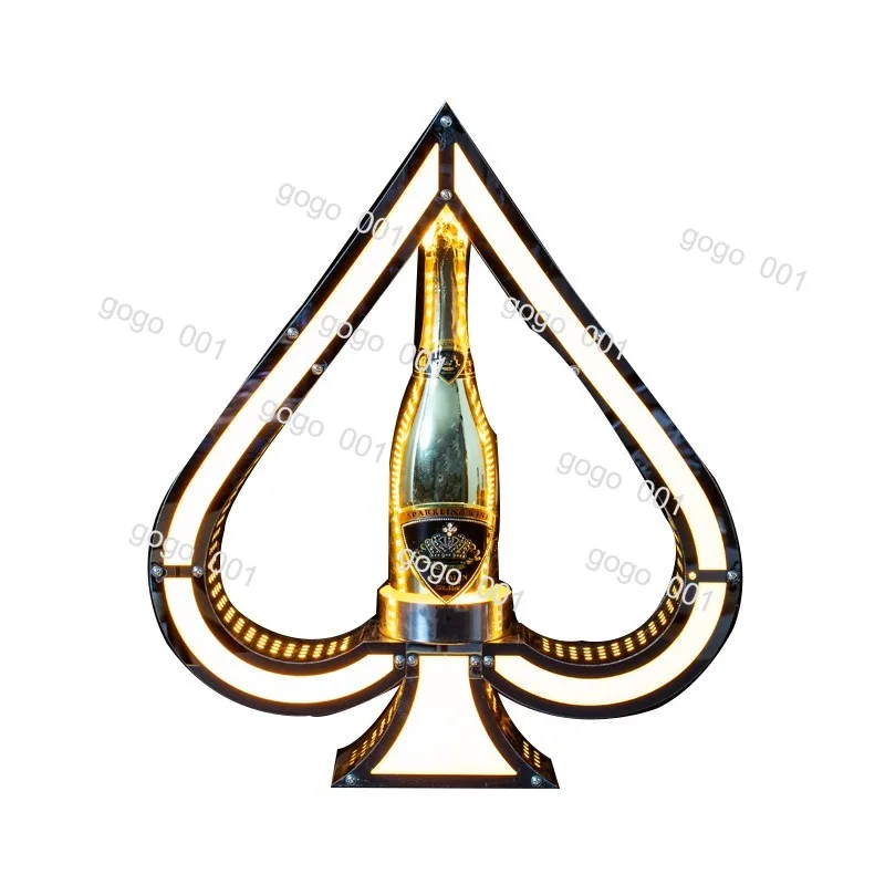 

"LED Light Up Spade A Champagne Stand, Stainless Steel Wine Holder for Bar KTV Club, Whiskey Display Rack"