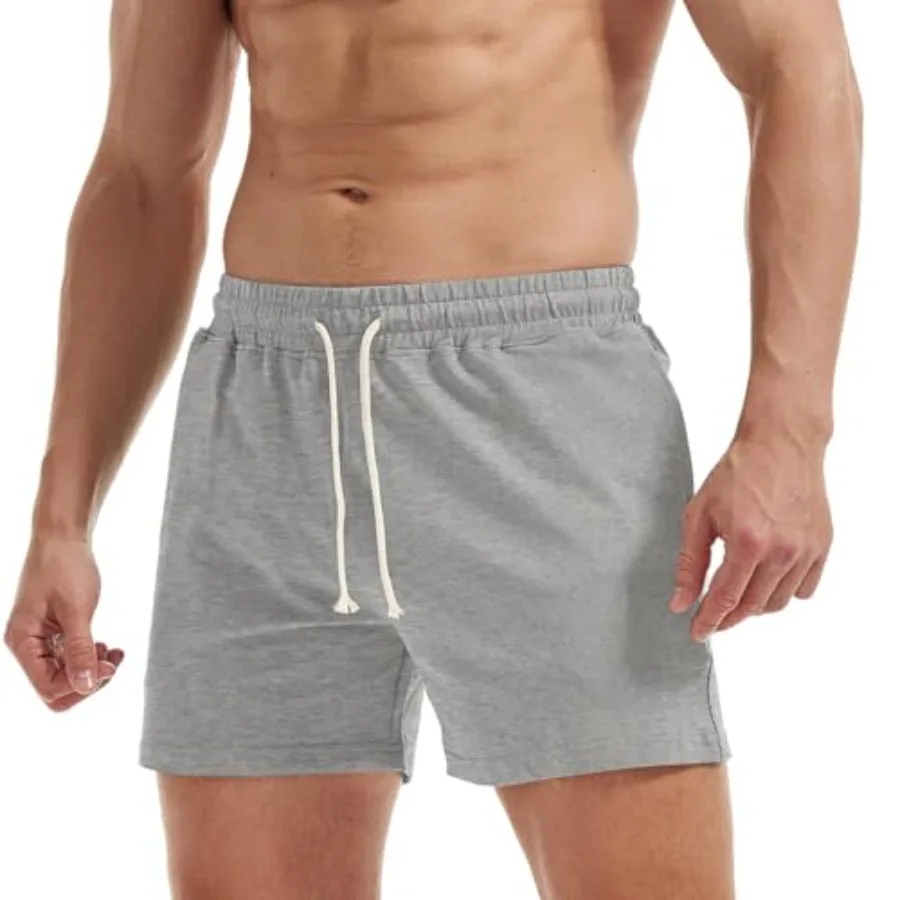 

AIMPACT Mens Workout Sweat Shorts 5 Inch Cotton Casual Fitness Mens Athletic Gym Shorts with Pockets