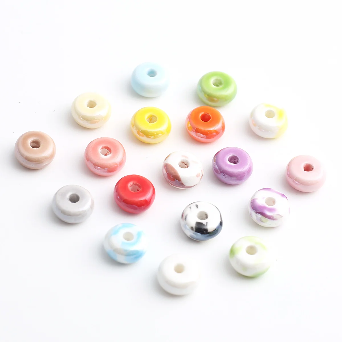 15/30pcs Random Color Flat Disc Ceramic Beads 5*9mm For DIY Bracelet Necklace Hair Accessories Craft Making
