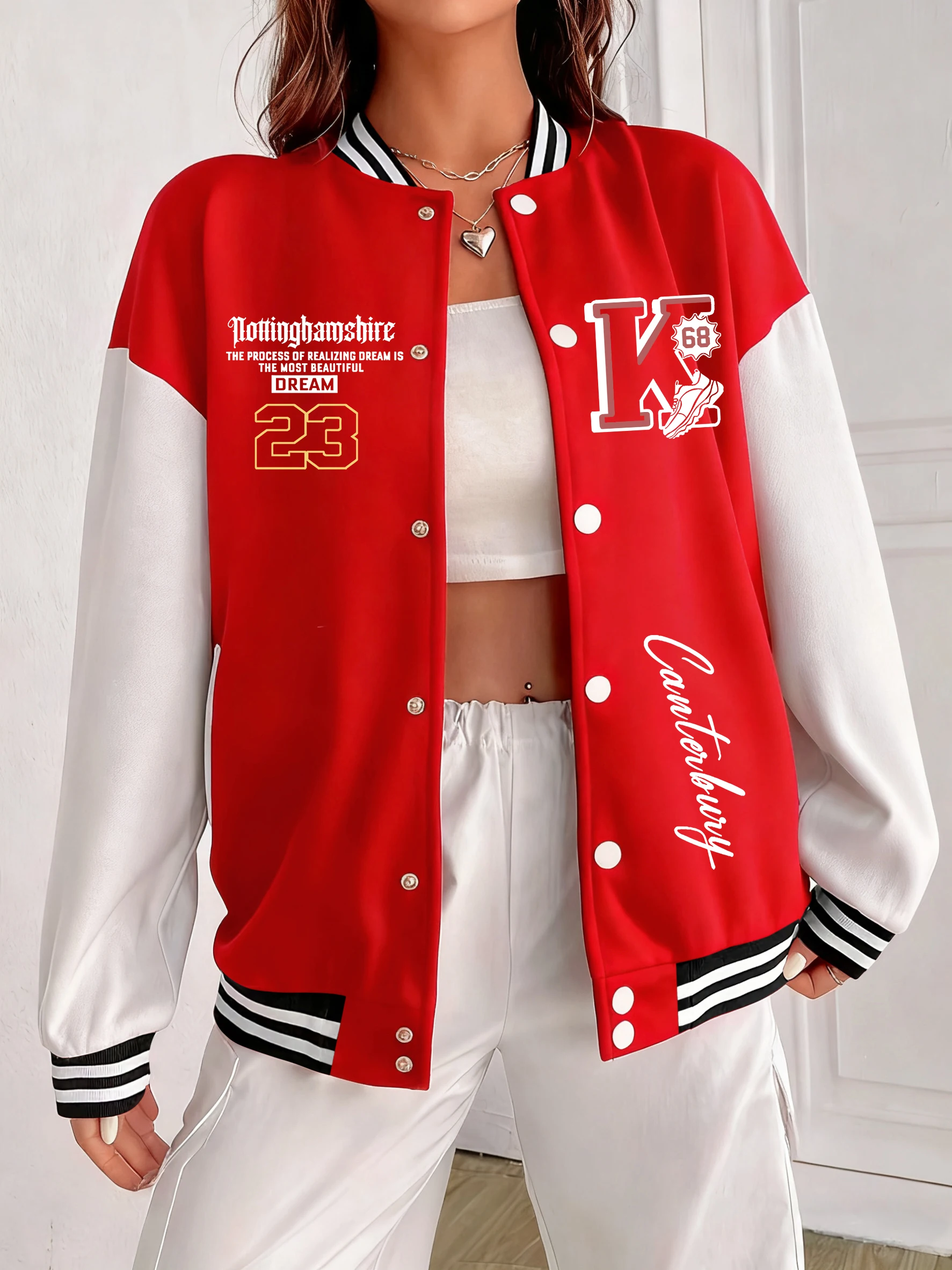 

Бейсбольная форма с принтом Dream 23, женская хлопковая уличная одежда больших размеров, модные красочные женские куртки Y2K, одежда